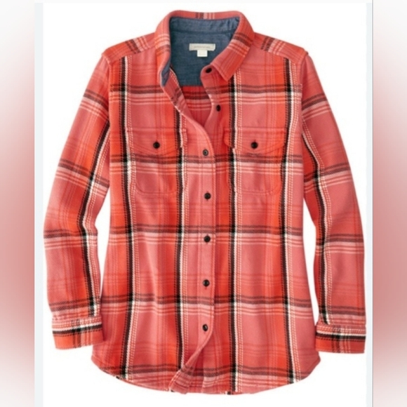 Outerknown NWT Women’s Dawn Blanket Shirt Orange Plaid Organic Cotton M/L - Picture 1 of 10